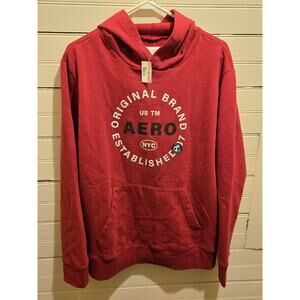 Aeropostale Hoodie Men's M Red Pullover Graphic Aero NYC Kangaroo Pocket NWT
